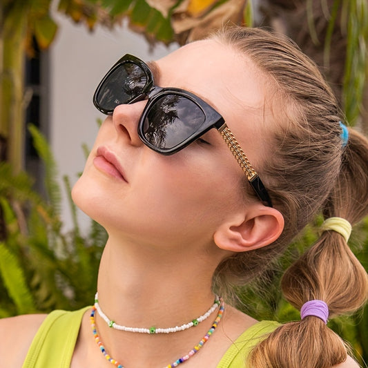 Y2K Cat Eye Sunglasses For Women Mod Chain Charm Gradient Glasses