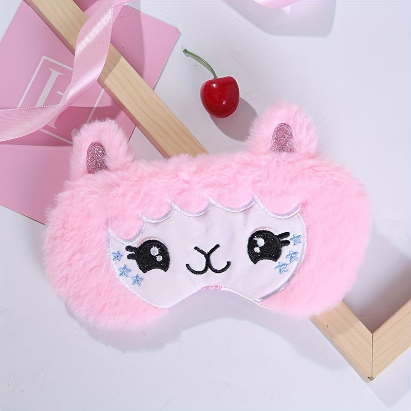 Cartoon Alpaca Eye Mask Soft Breathable Blackout Blindfold for Travel Rest Nap