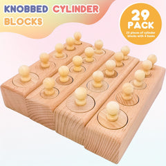 Wooden Cylinder Puzzle Toy Set 4pcs Educational Material Perception Tool