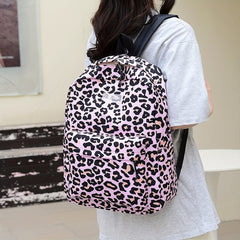 Leopard Print Backpack Oxford Cloth Laptop Rucksack Preppy Style