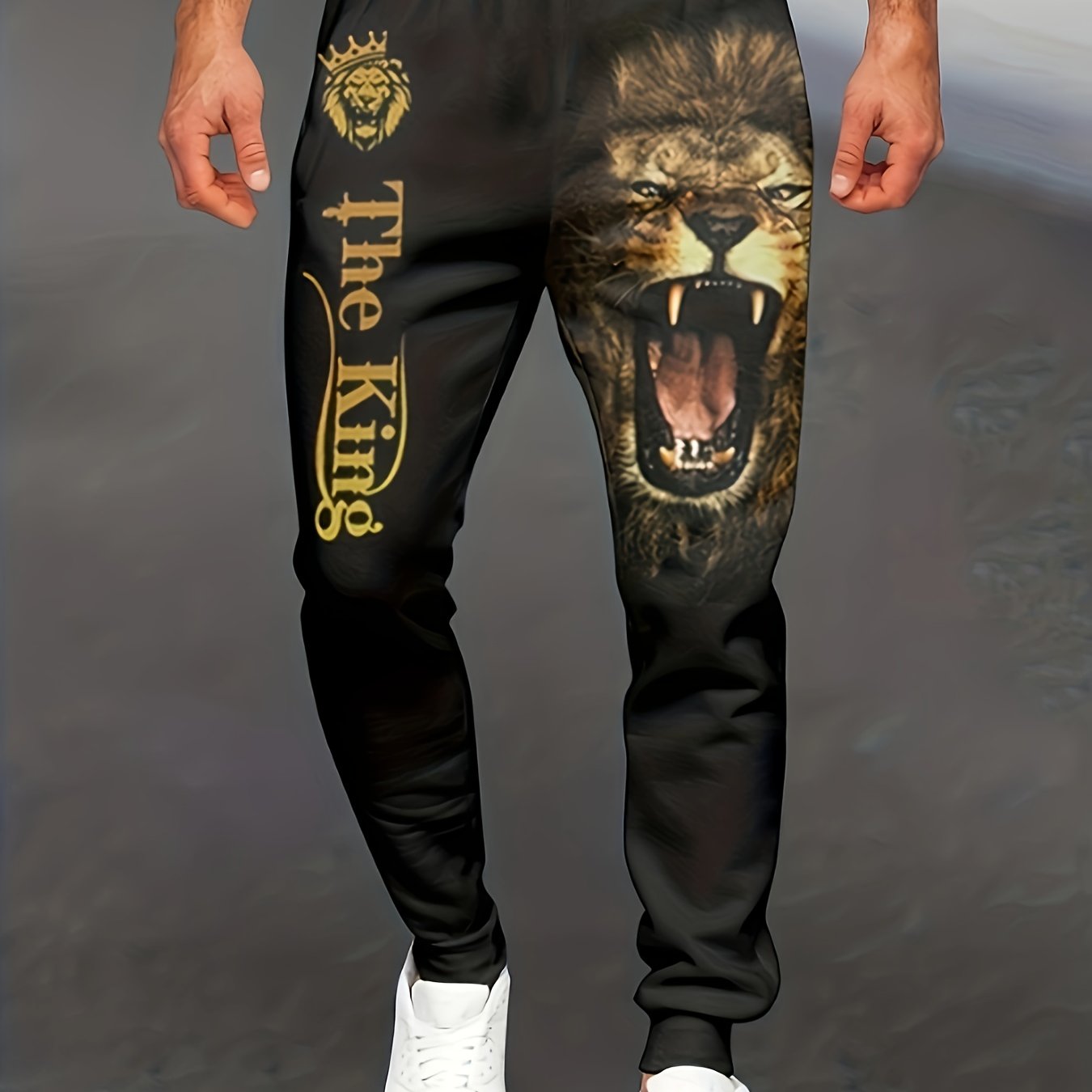 Men's 3D Lion Graphic Pants Casual Stretch Trousers For Outdoor