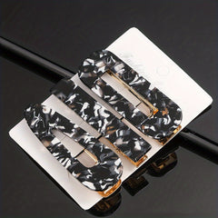 3pcs Acetic Acid Acrylic Hair Clip Marble Pattern Headwear Hair Accessories