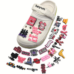 33pcs Pink Girls Theme Pvc Decorative Buckle For Shoes