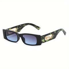 Leopard Rectangle Sunglasses Retro 90s Vintage UV400 Sun Shades