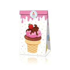 14pcs Ice Cream Party Favor Bags with Stickers - Candy Decorations
