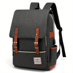 Vintage Laptop Backpack w/ USB Port Tear Resistant Business Travel