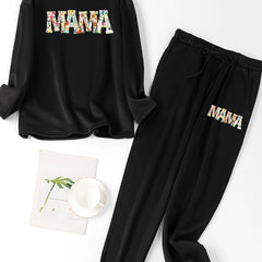  Floral Print Lounge Set Long Sleeve Top & Joggers Pajamas