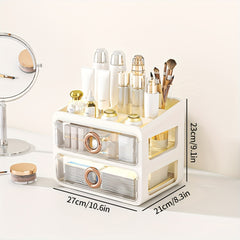 2 Layer Transparent Storage Box With Top Cover Cosmetics Drawer Style
