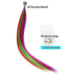 Colorful Feather Crochet Hair Extensions Synthetic Hair Pieces