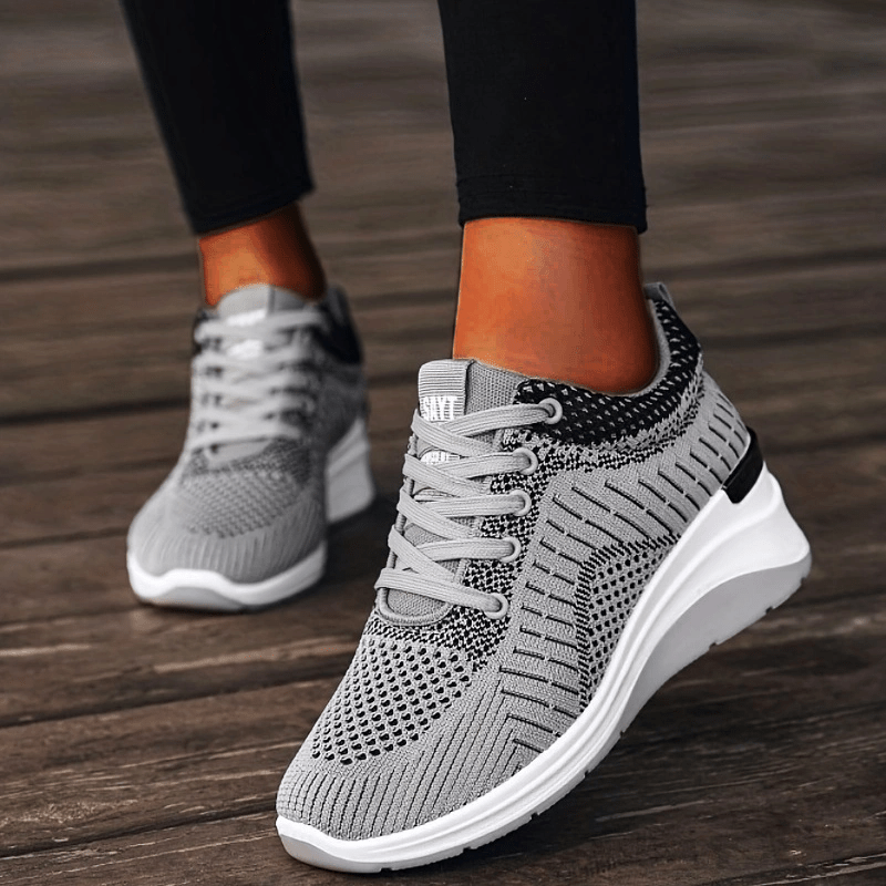 Women's Chunky Knit Sneakers Breathable Lace Up Sports Shoes