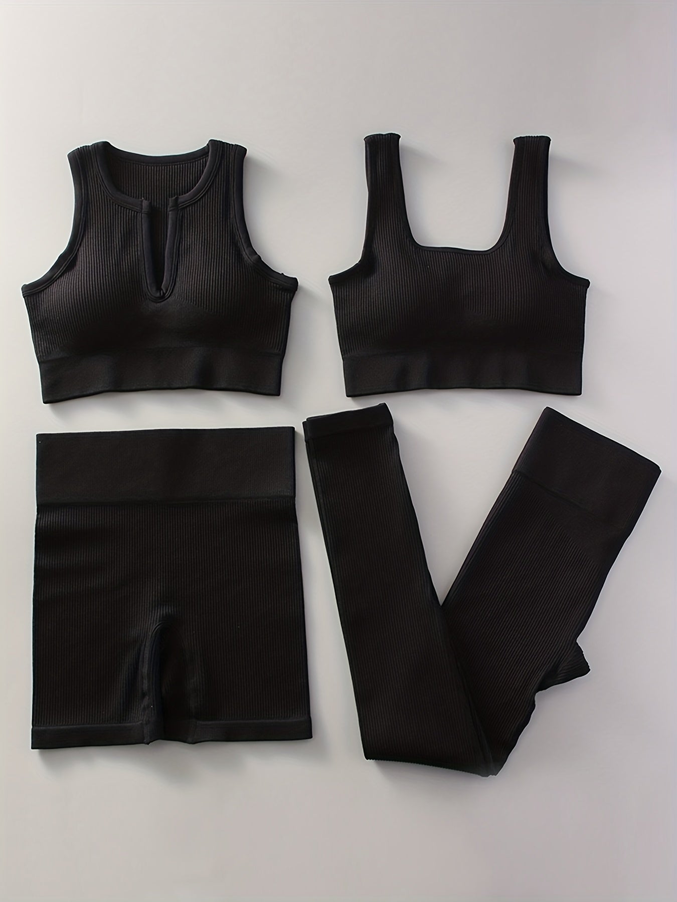 Ribbed Yoga Sports Bra & Leggings Set Women's Activewear