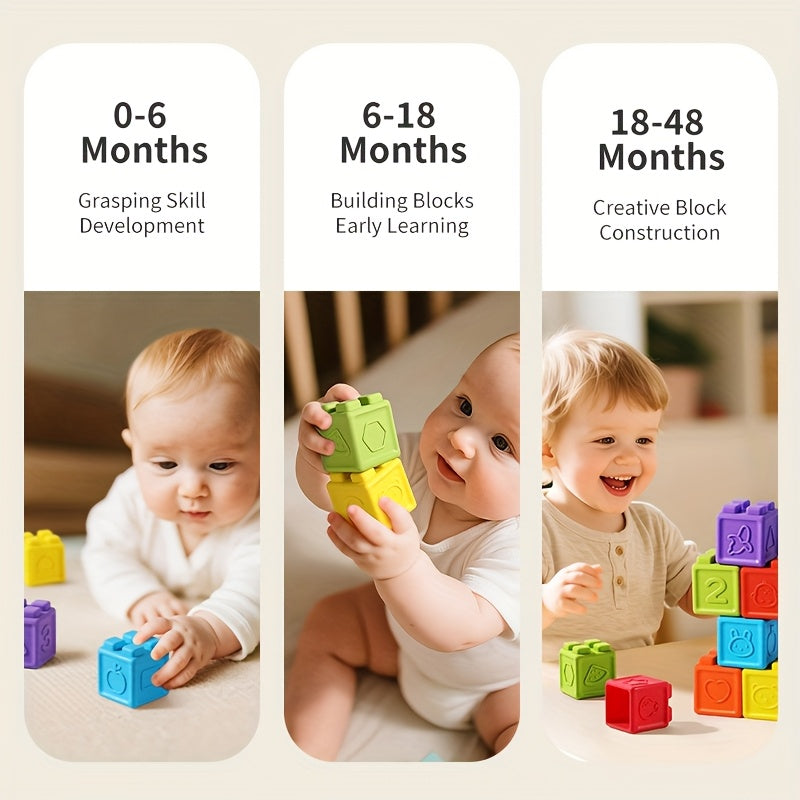 12pcs Large Building Blocks Shapes Letters Fruits Animals Vibrant Col