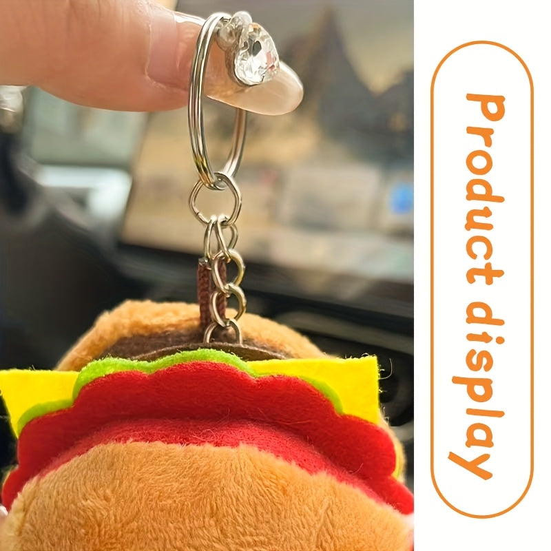 Cute Hamburger Keychain Brown Stuffed Animal Heart Stars Backpacks Couples Organ