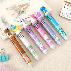 1 Pc Cartoon 10 Ballpoint Pen Transparent Plastic Office Student Neutral Pen