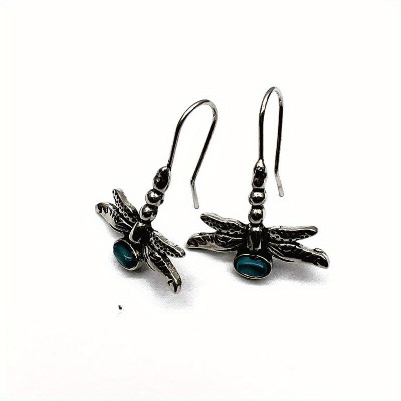 Vintage Dragonfly Moonstone Earrings