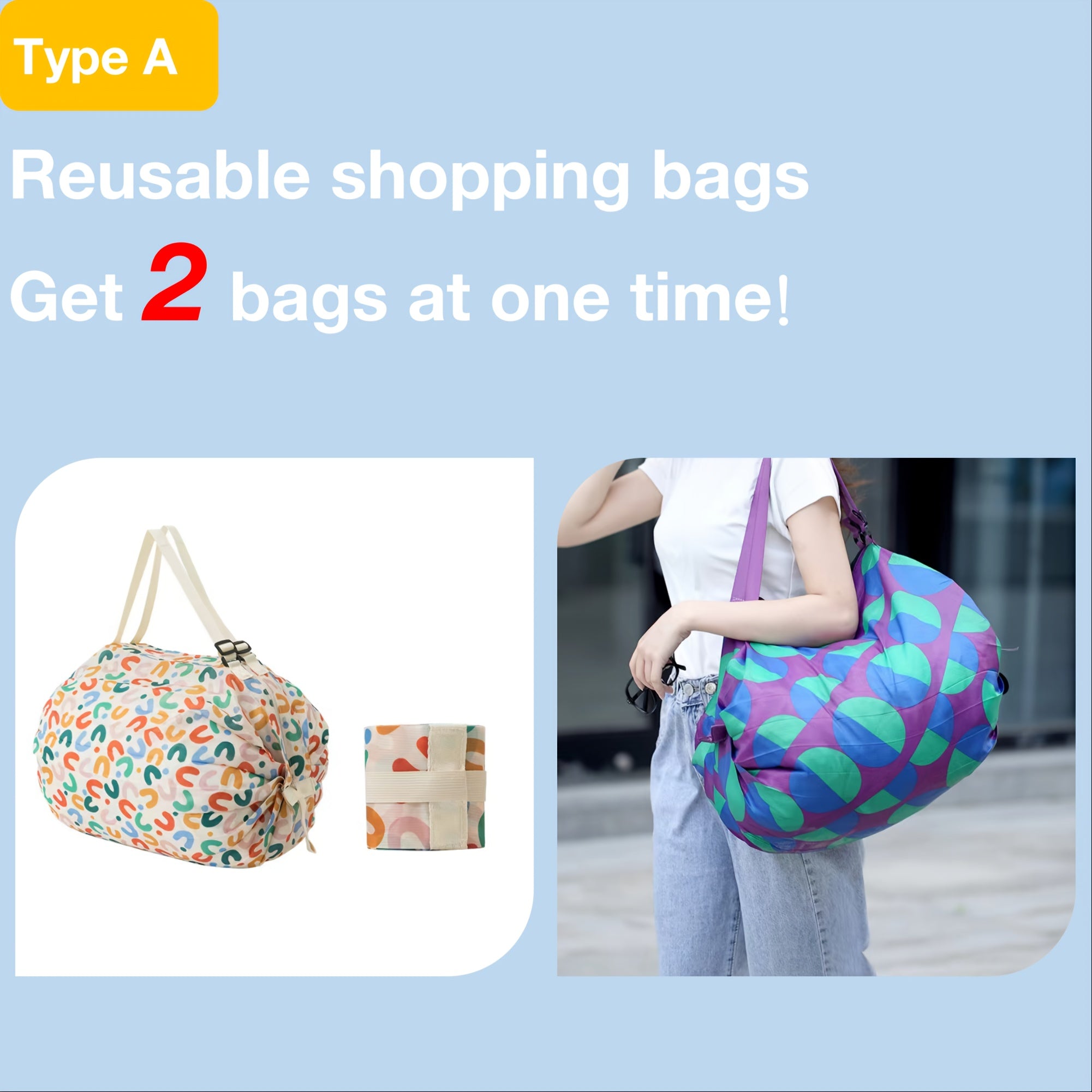 Portable Folding Storage Bag Large Capacity Shopping Duffel Lightweight Handbag
