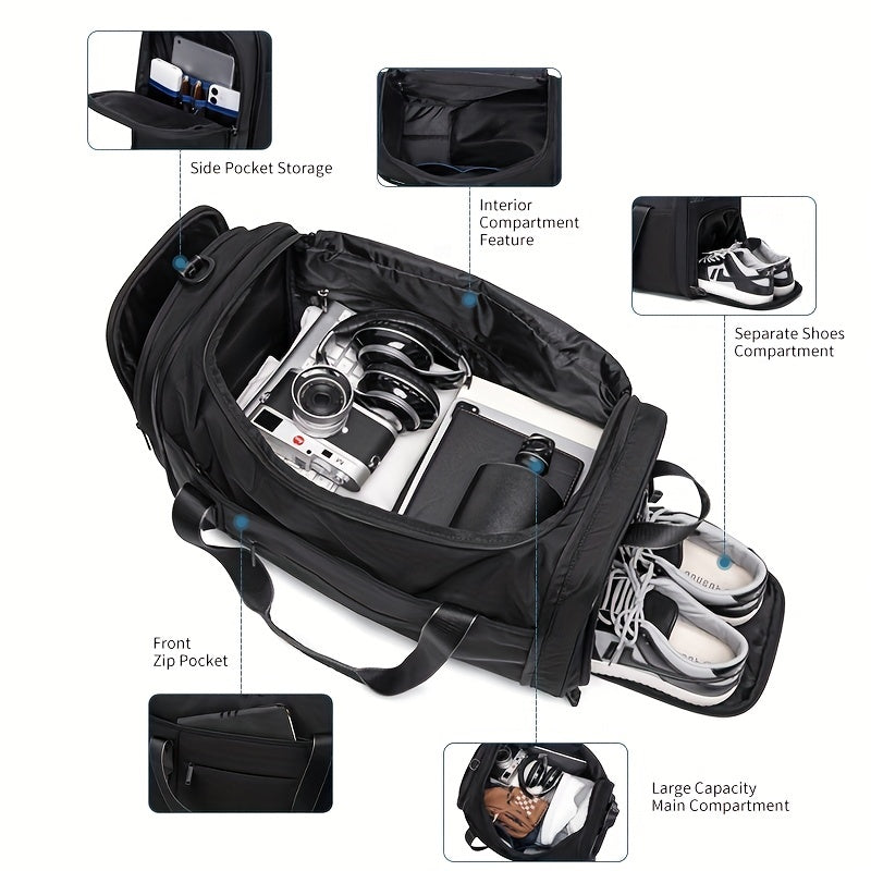 Waterproof Sports Bag with Shoes Compartment - Fitness Duffel