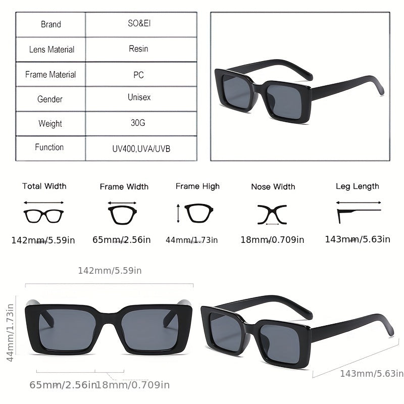 Men's Vintage Mixed Sunglasses Square Frame Eyewear For Holiday Party