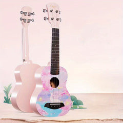 Ukulele Peach Flower Wood Painted, 2 Styles