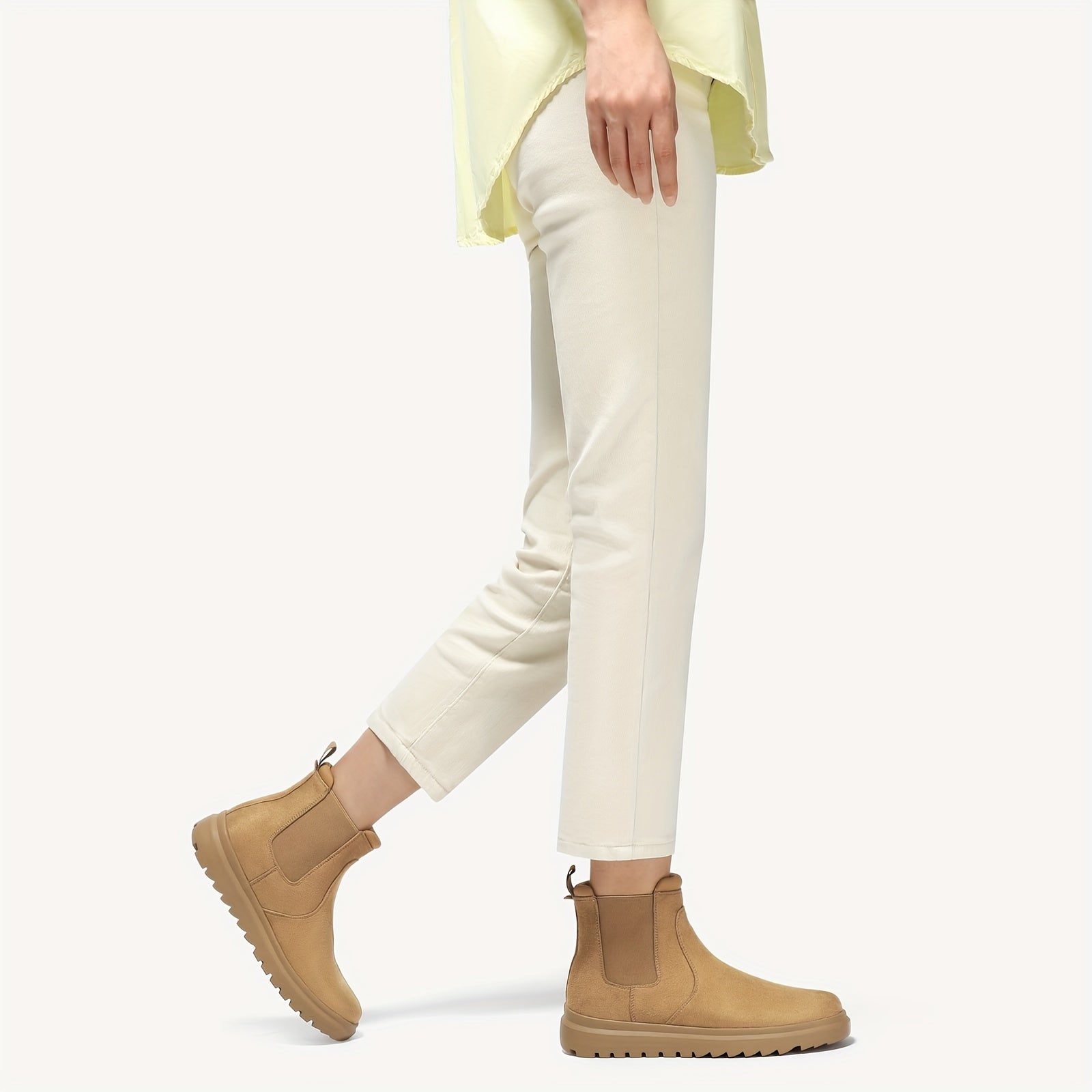 Women's Round Toe Slip-on Flat Ankle Boots