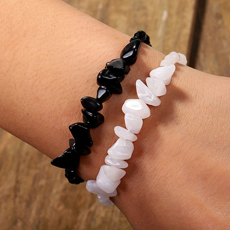 Colorful Crushed Stone Beads Braided Yoga Bracelet