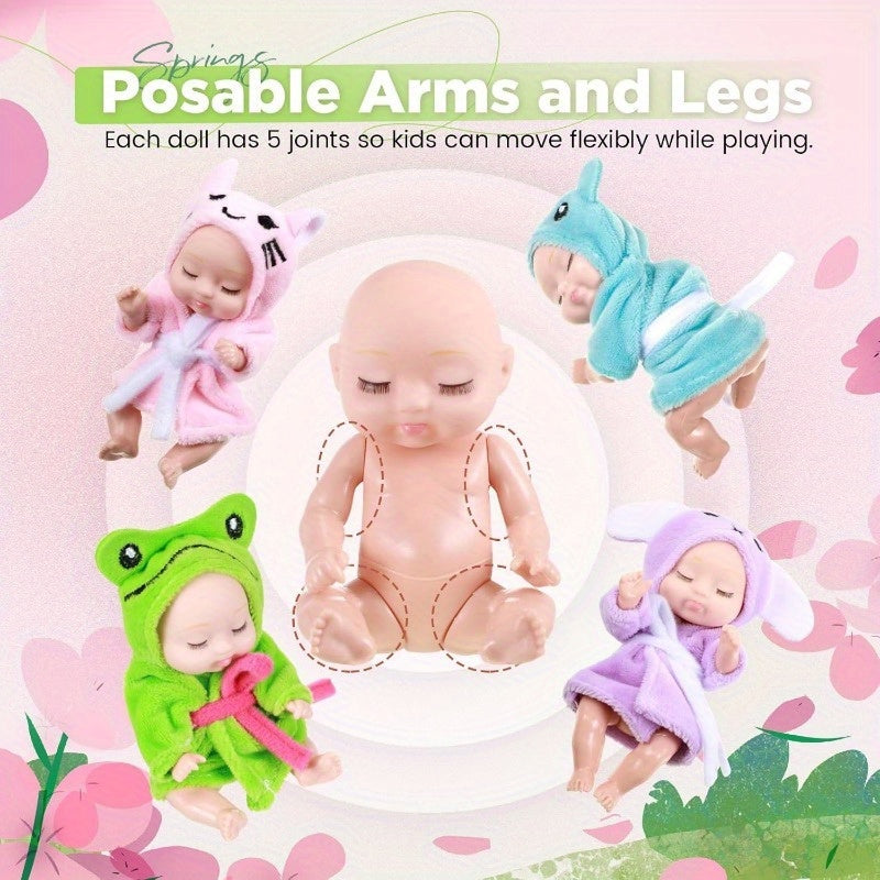 2pcs Rebirth Princess Dolls Soft Cuddly Adorable Friends in Pink And Bathrobes