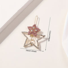 Crystal Star Hair Clip Rhinestone Sparkle Barrette Colorful Hairclip Women Girls