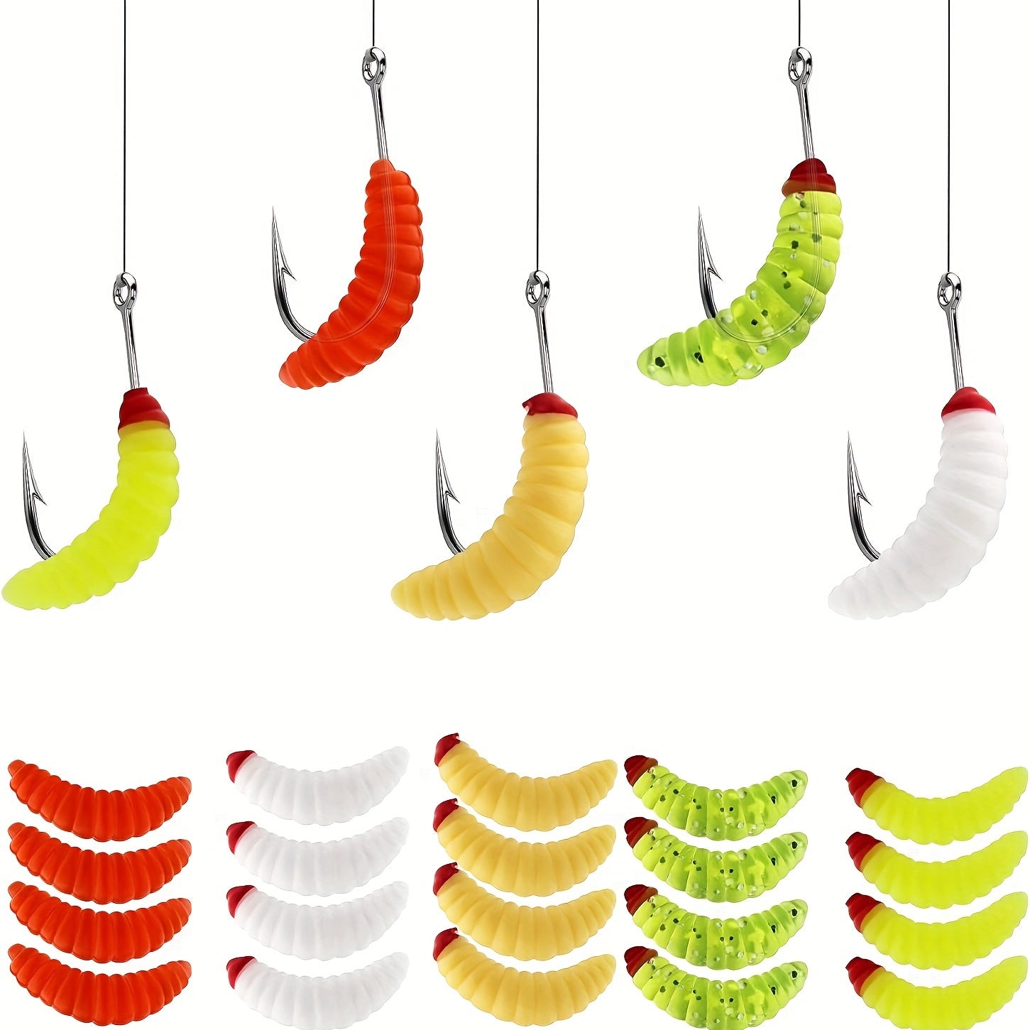 50pcs Soft Fishing Worm Baits Silicone Lures for Bass Fishing Tackle