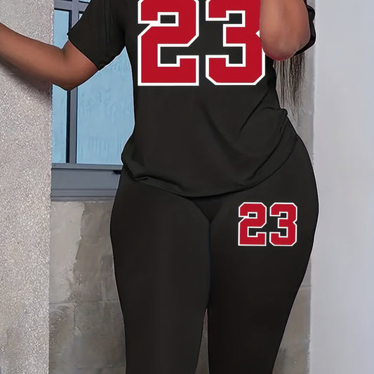 Short Sleeve Casual T Shirt & Pants Women's 2-Piece Set