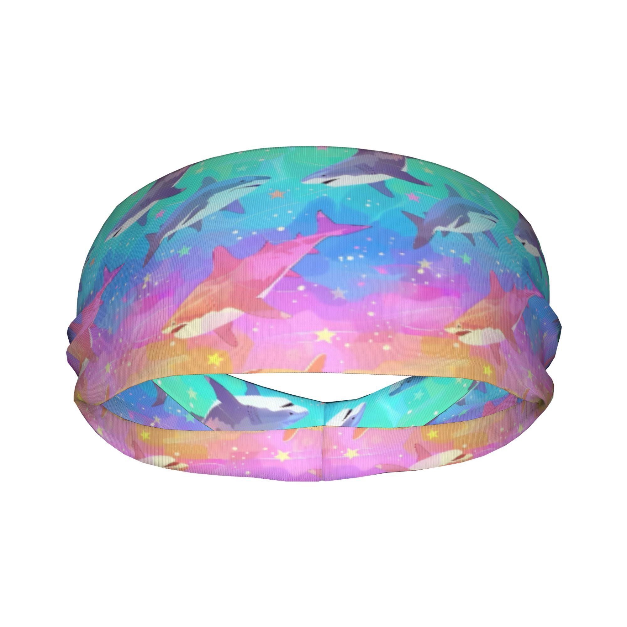 Shark Print Sports Headband Sweat Wicking Polyester for Yoga