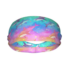 Shark Print Sports Headband Sweat Wicking Polyester for Yoga