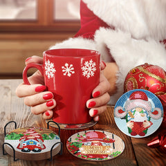 8pcs Christmas Candy Gnome Diamond Painting Coasters Kits