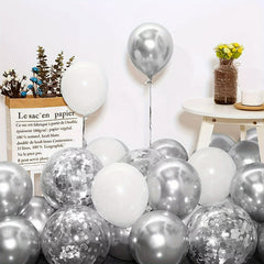 20pcs Silvery Confetti Balloon Set for Birthday Wedding Thanksgiving Year House