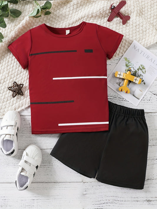 2pcs Boys Casual T-shirt & Shorts Set for Summer