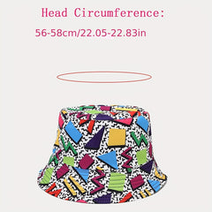 Geometric Print Double Sided Bucket Hat Outdoor Sun Hat