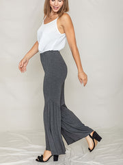 Women's Plus Solid Flared Leg Casual Pants
