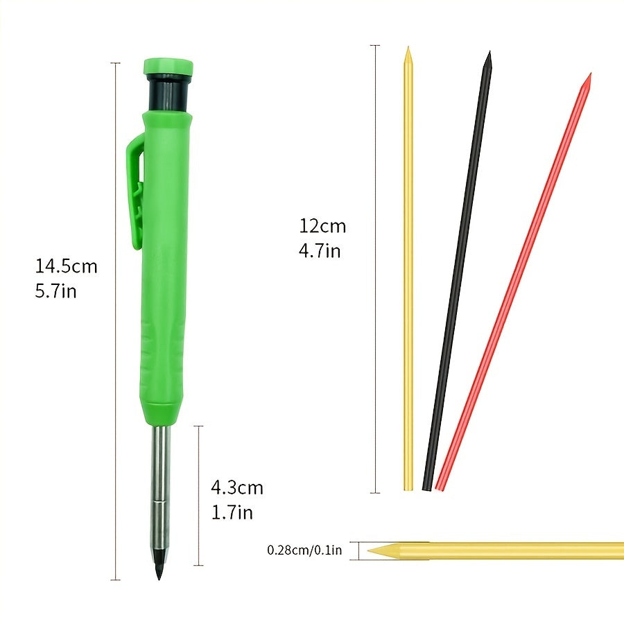 Mechanical Carpenter Pencil Colorful Refills Pencils Built-In Sharpener