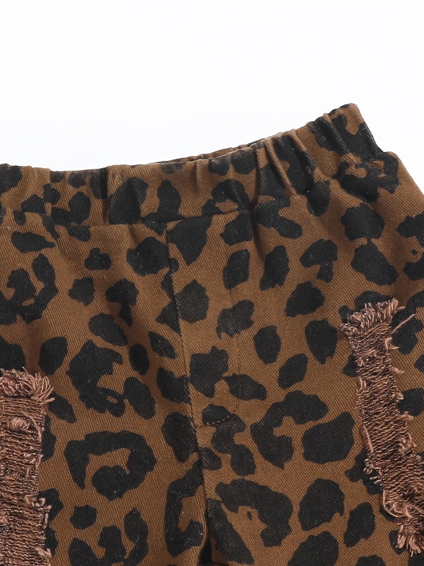 Girls Flared Bottom Leopard Jeans