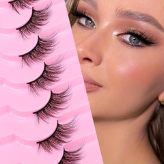 Soft Fluffy D Curl Half Eye Lashes, Natural Faux Mink False Eyelashes