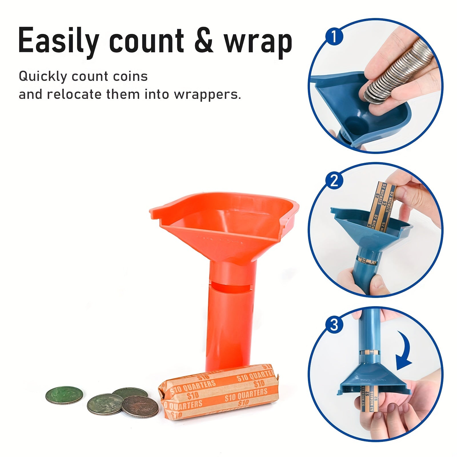 150 Flat Striped Coin Wrappers & 4 Sorters Tubes