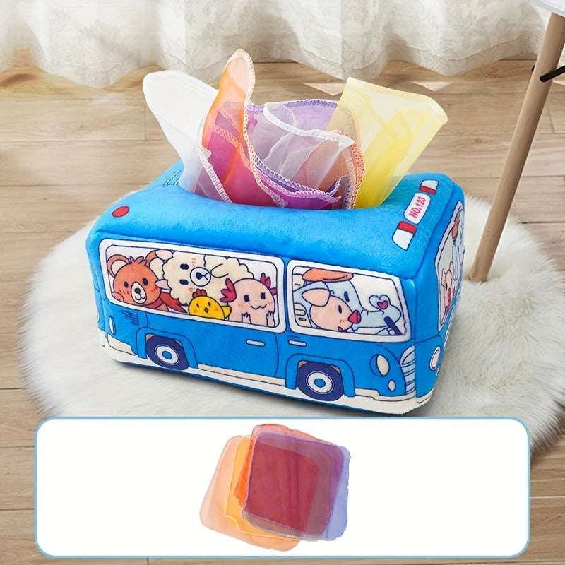 Soft Cloth Baby Tissue Box Toy with Crinkle Sound - Infant Sensory Play Toy