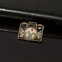 Mountain Landscape Camera Brooch Pin for Backpacks & Clothing