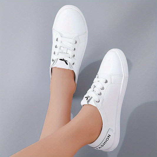 Women's Lace-Up Flat Sneakers Low Top Walking Shoes