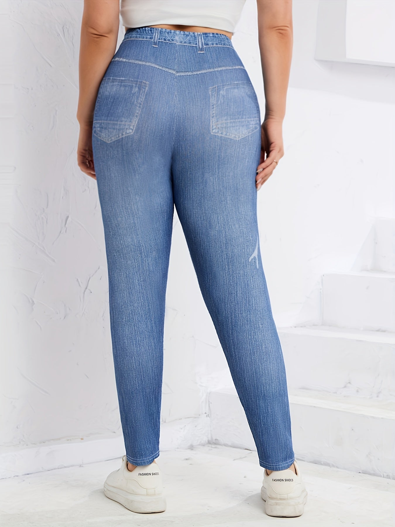 High Waist Ripped Slim Jeggings for Women
