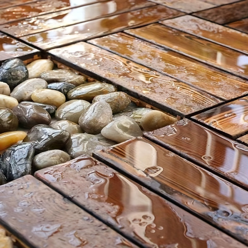 DIY Mosaic Wood Plastic Flooring Waterproof & Sun Proof