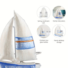 Sailboat Seasoning Bottle Holder & Pepper Bottle Storage Iron Organizer