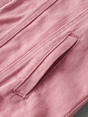 Men's Pink Cotton Casual Button Down Jacket