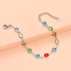 Colorful Zircon Stainless Steel Bracelet