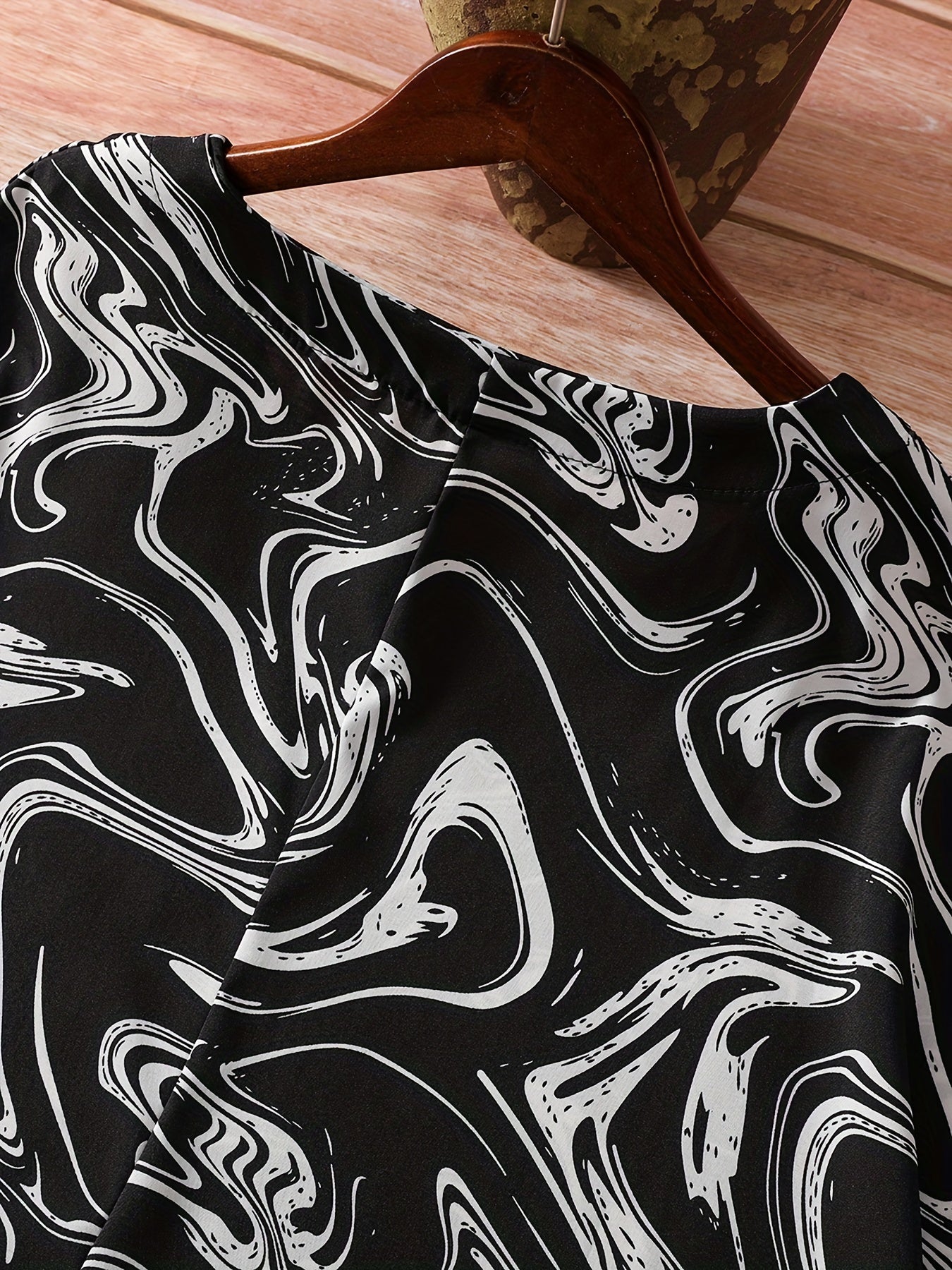  Casual Dress Women's Plus Random Print Short Sleeve Round Neck Loose
