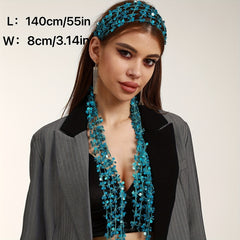 Sequin Hollow Out Long Scarf Hip Hop Skinny Scarf Women Y2K